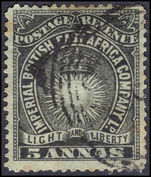 British East Africa 1895 5a black on grey-blue fine used.