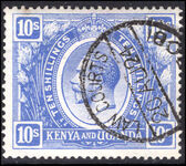 Kenya and Uganda 1922-27 10s bright blue wmk Crown to right fiscal fine used.