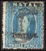 Natal 1869 3d blue intermediate perf fine used.