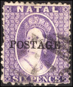 Natal 1875-76 6d violet fine used.