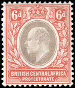British Central Africa 1907 6d grey and reddish-buff wmk MULT CA mounted mint.