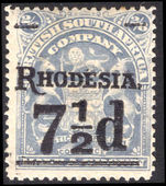 Rhodesia 1909-11 7½d on 2s6d bluish-grey mounted mint.