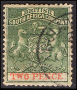 Rhodesia 1892-94 2d deep blue green and vermillion fine used