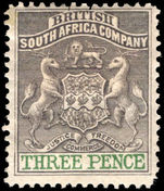 Rhodesia 1892-94 3d grey-black and green heavily mounted mint.