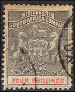 Rhodesia 1892-94 4s grey-black and vermillion fine used