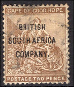 Rhodesia 1896 2d deep bistre