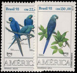 Brazil 1993 Endangered Species Macaws unmounted mint.