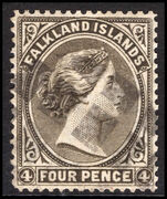 Falkland Islands 1885-91 4d grey-black wmk crown to right of CA fine used.