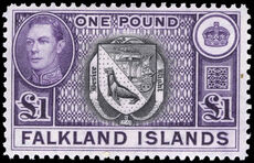 Falkland Islands 1938-50  1 black and violet lightly mounted mint.