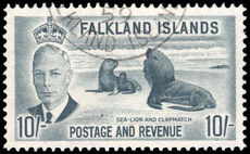 Falkland Islands 1952 10s Sea Lion fine used.