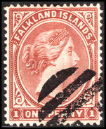 Falkland Islands 1891-1902 1d orange red-brown fine used.