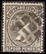 Falkland Islands 1878-79 4d grey-black no wmk fine used (slightly ragged perfs).