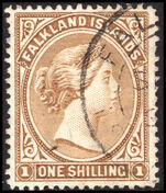 Falkland Islands 1891-1902 1s yellow-brown fine used.