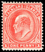 Falkland Islands 1904-12 1d vermillion sideways watermark lightly mounted mint.