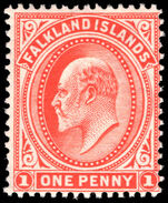 Falkland Islands 1904-12 1d orange-vermillion lightly mounted mint.