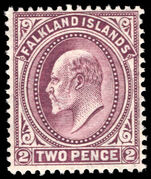 Falkland Islands 1904-12 2d purple lightly mounted mint.