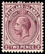 Falkland Islands 1912-20 2d deep reddish purple lightly mounted mint.