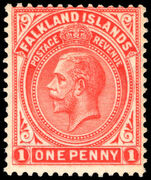 Falkland Islands 1921-38 1d vermillion lightly mounted mint.