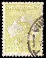Australia 1915-27 3d light olive die IIB wmk narrow crown fine used.