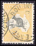 Australia 1915-27 5s grey and yellow die II narrow crown fine used.
