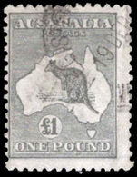 Australia 1923-24 £1 grey wmk narrow crown fine used.
