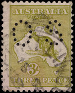 Australia 1915-28 3d yellow-olive die I official fine used.