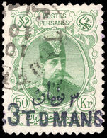 Iran 1904 3to on 50kr green provisional fine used.