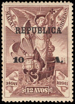 Macau 1913 10a on 12a Republica fine used.