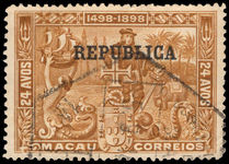 Macau 1913 24a Republica fine used.