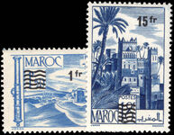French Morocco 1954 Provisionals lightly mounted mint.