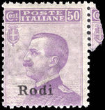 Rodi 1912-21 50c violet unmounted mint.