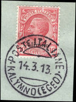 Calimno 1912-21 10c rose-red fine used on piece.