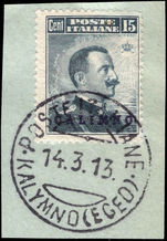 Calimno 1912-21 15c slate fine used on piece.