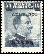 Leros 1912-21 20c on 15c slate lightly mounted mint.