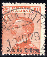 Eritrea 1928-29 60c orange fine used signed Alberto Diena fine used.