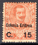 Eritrea 1905 15c on 20c orange, toned gum lightly mounted mint.