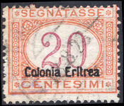 Eritrea 1920-26 20c postage due signed Dr Chiavarello and Sorani fine used.