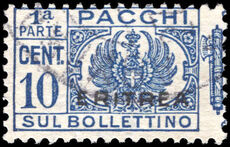 Eritrea 1927-37 10c deep blue parcel post half fine used.