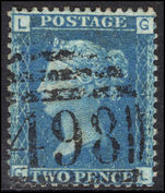 1858-76 2d deep blue plate 13 fine used.