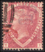 1870-74 1½d rose-red plate 3 fine used.