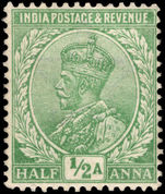 India 1911-23 ½a light green lightly mounted mint.