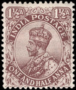India 1911-23 1½a grey-brown type A lightly mounted mint.