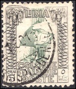 Libya 1924-40 5c green and black no wmk perf 11 fine used.