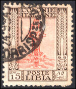 Libya 1924-40 15c orange and sepia no wmk perf 11 fine used.