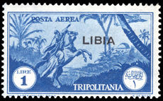 Libya 1937-41 1l blue air lightly mounted mint.