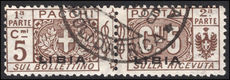 Libya 1915-24 5c parcel post pair fine used.