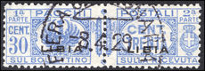 Libya 1927-39 30c ultramarine parcel post pair fine used.