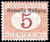 Somalia 1909-20 5c postage due overprint at top unmounted mint.