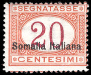 Somalia 1920 20c Magenta and Orange Postage Due unmounted mint.