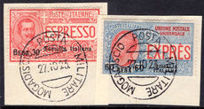 Somalia 1923 Express letter pair fine used on piece.